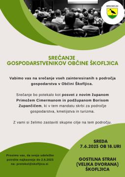 SREČANJE GOSPODARSTVENIKOV OBČINE ŠKOFLJICA Z NOVIM ŽUPANOM