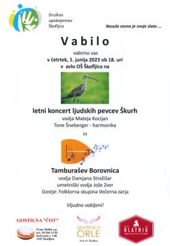 LETNI KONCERT LJUDSKIH PEVCEV ŠKURH IN TAMBURAŠEV BOROVNICA