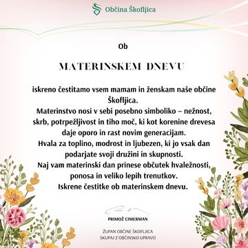 ŽUPANOVA ČESTITKA OB MATERINSKEM DNEVU