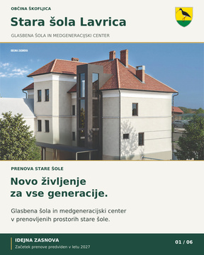 Stara šola Lavrica - priložene vizualizacije prikazujejo načrtovano podobo objekta