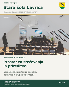 Stara šola Lavrica - priložene vizualizacije prikazujejo načrtovano podobo objekta